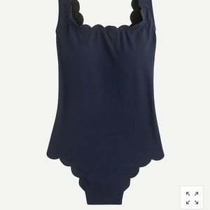 J. Crew scallop piqué scoopback one-piece, size 8, NWT
